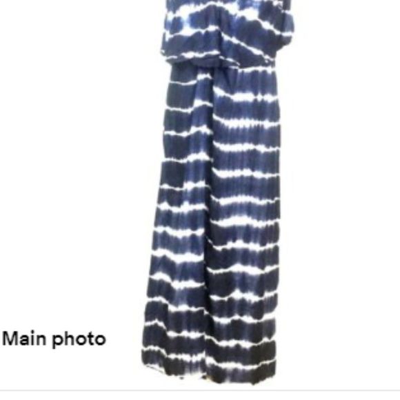 Japna Tye Dye Blue White Maxi Dress Spaghetti Straps Size XS - Picture 2 of 6